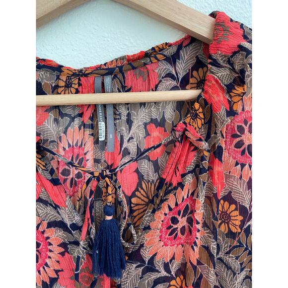 Anthropologie Marais Printed Chiffon Maxi Dress Floral Printed Dress MP - Picture 5 of 8